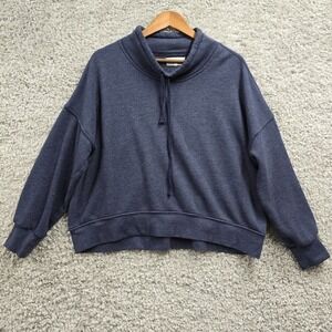 Xirena Funnel Neck Sweatshirt Womens Medium Blue Heather Drawstring Relaxed Boho